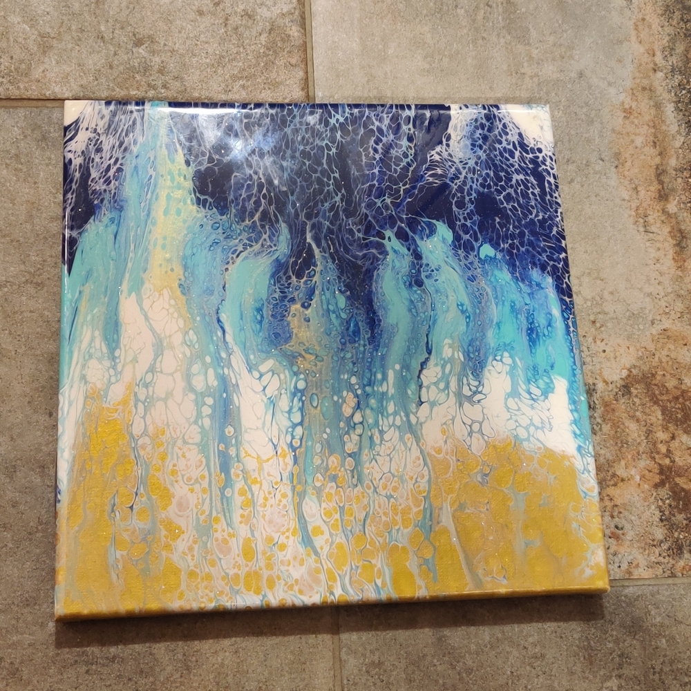 Handmade Beach Painting with resin finish 🌊